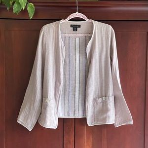 Tahari Sweater, cardigan, cotton and linen, oatmeal color, Size Medium